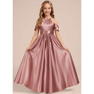 MK016 Dress Anak Maxi Satin Velvet Mewah Elegan - Gaun Natal - Gaun Pesta - Dress Kondangan