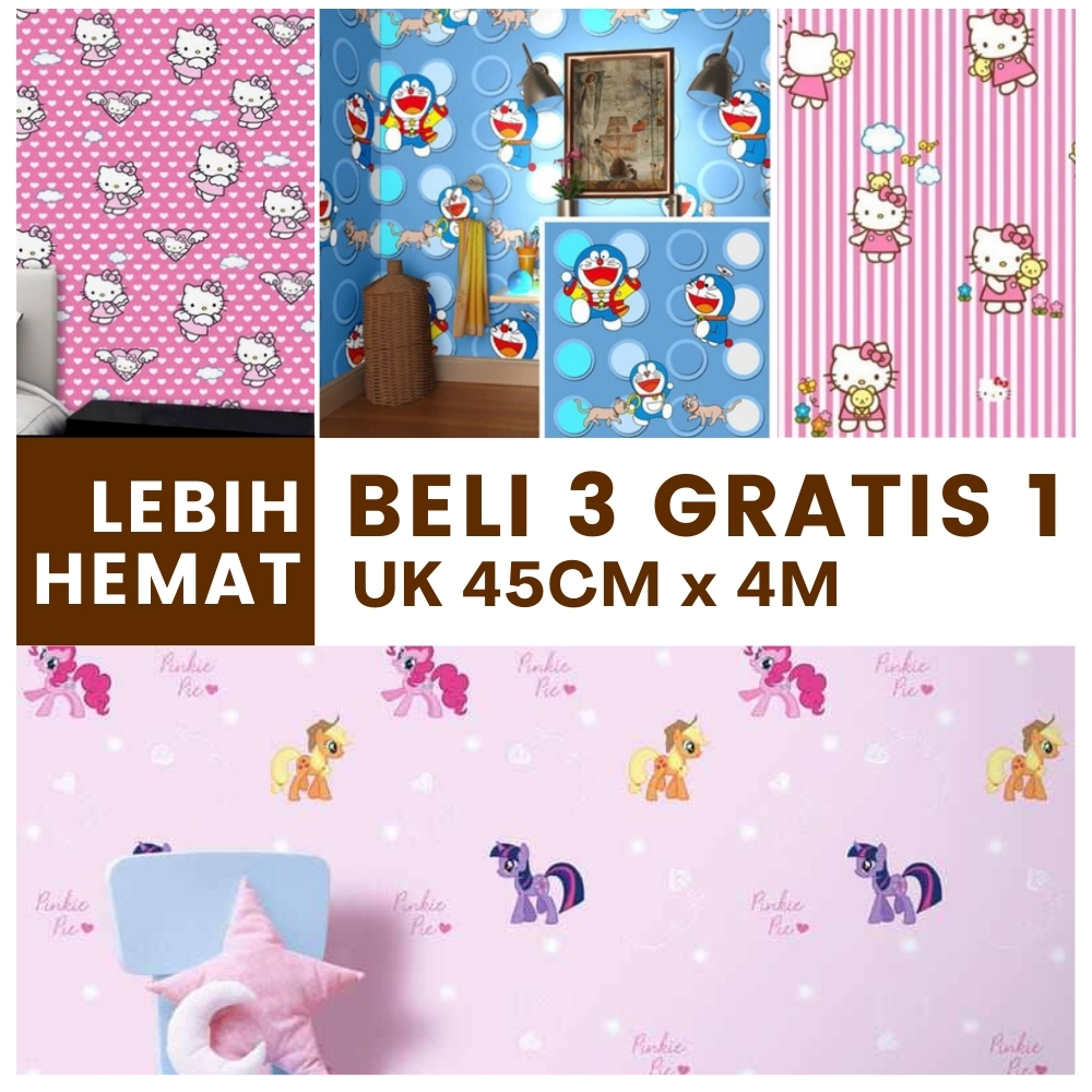 Wallpaper Stiker Dinding Kamar Tidur Anak Cowok Karakter Walpaper Sticker Biru Doraemon KOMBO HEMAT