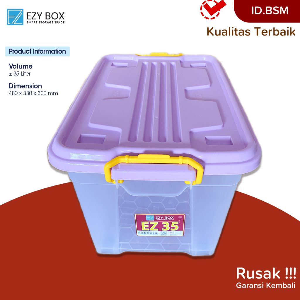 BOX CONTAINER 35 LITER Ezy | Kotak Penyimpanan Barang Rumah Tangga Serbaguna | Dengan Roda + Bahan P