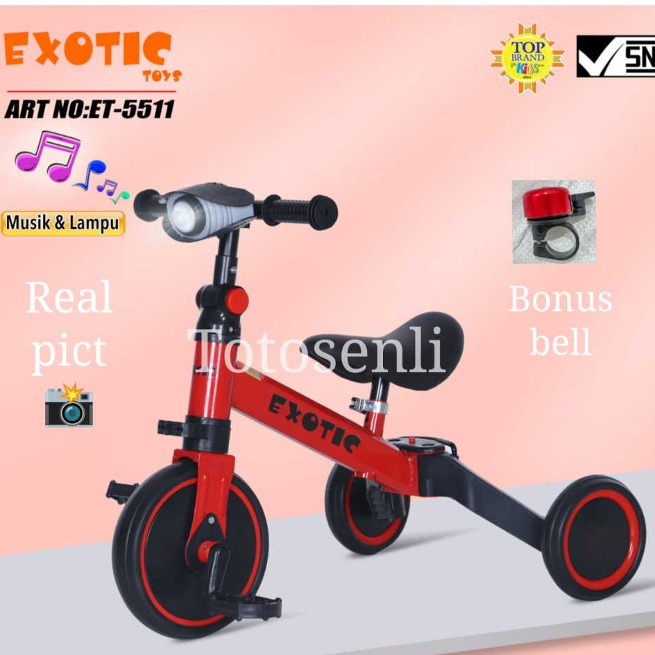 sepeda anak roda tiga balance bike exotic 5511 roda tiga untuk usia 2-4 tahun