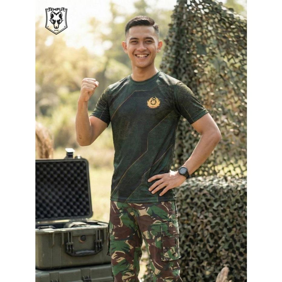 Kaos Army Tactical Dryfit Hijau Army | Jersey kostrad Military Style Pria | Kaos Olahraga Running Gy