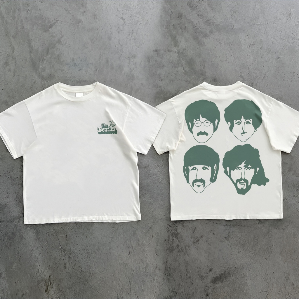 Kaos The Beatles Butterfly Cartoon tshirt unisex hitam putih pria wanita polyester premium - 033