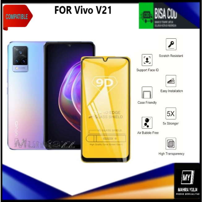 Promo Tempered Glass Warna Hp Vivo V21 Anti Gores Kaca Full Layar Full Glue Skin Protector Pelindung