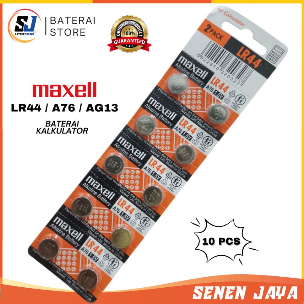 MAXELL LR44  Baterai Kalkulator Laser Mainan Anak