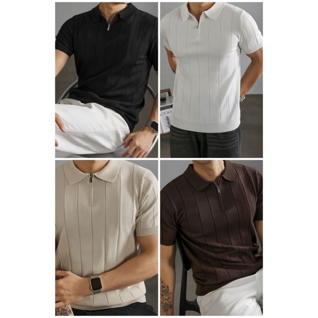 Kaos Kerah Polo Pria Teen Top 2093 Lengan Pendek Resleting Slim Fit Casual Import Bangkok Bkk