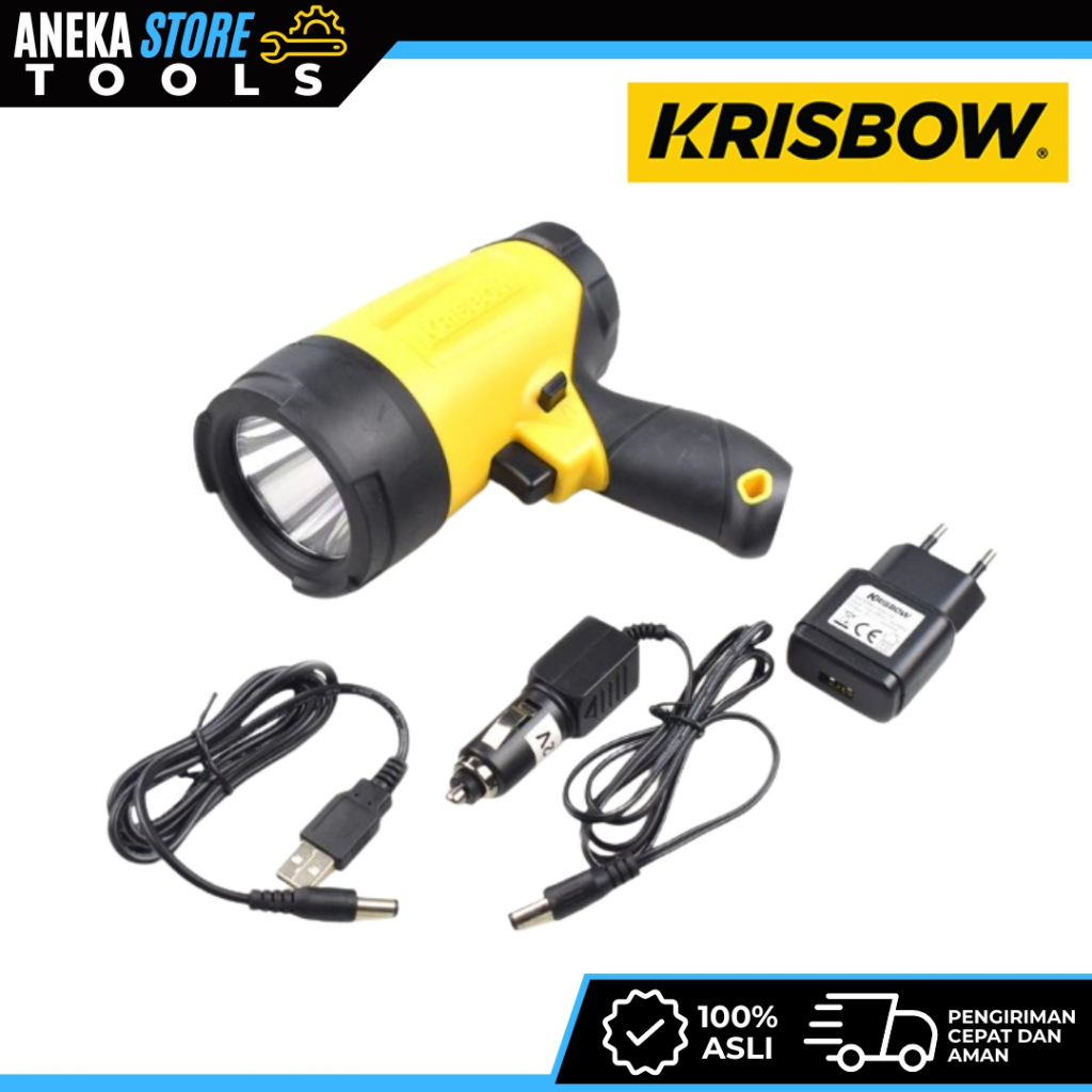 Krisbow Flashlight senter Lampu Kerja Rechargeable Led 350 Lm