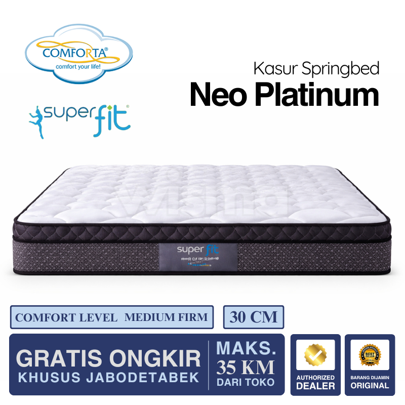 Kasur Springbed Comforta SuperFit Neo Platinum Plushtop [Kasur Saja] 90x200 100x200 120x200 140x200 