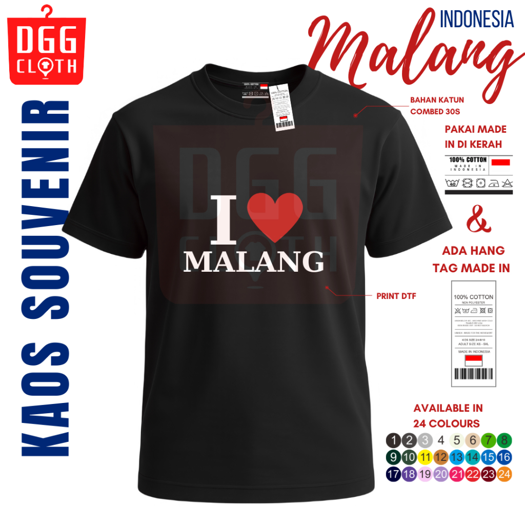 DGGClothing Kaos Oleh-Oleh Kota Malang Tshirt Baju Souvenir Indonesia Terbaru Dewasa Anak Banyak Var