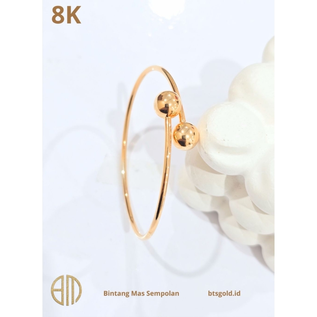 Gelang bangle Pipa Boba Polos Emas Asli