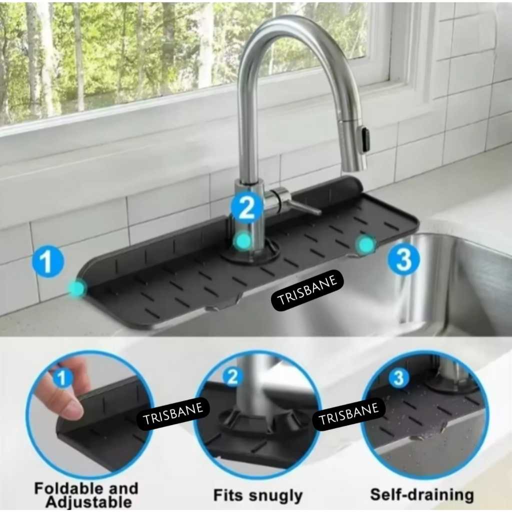 Alas Rak Penadah Air Keran Cuci Piring Dapur Matras Kran Air Washtafel