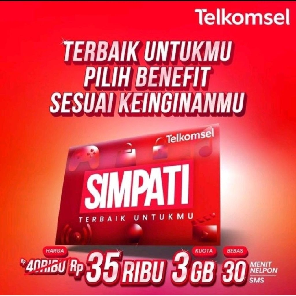 Kartu Perdana Telkomsel Kuota 3Gb Nasional Segel