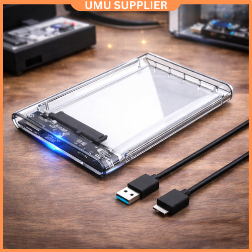 (UMU SUPPLIER) SANJI TAFFWARE EXTERNAL HDD HARDDISK SSD ENCLOSURE TRANSPARENT 2.5 INCH USB 3.0 CASE