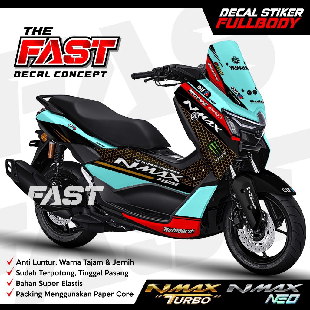 Stiker Decal Nmax Neo Turbo Full Body motif Simpel Keren motif monster Energy Sticker Nmax Neo Turbo