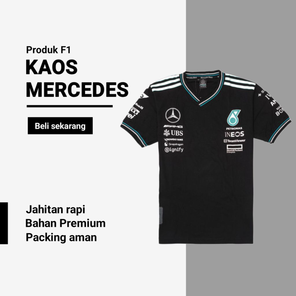Kaos Racing f1 Mercedes Pria Lengan Pendek
