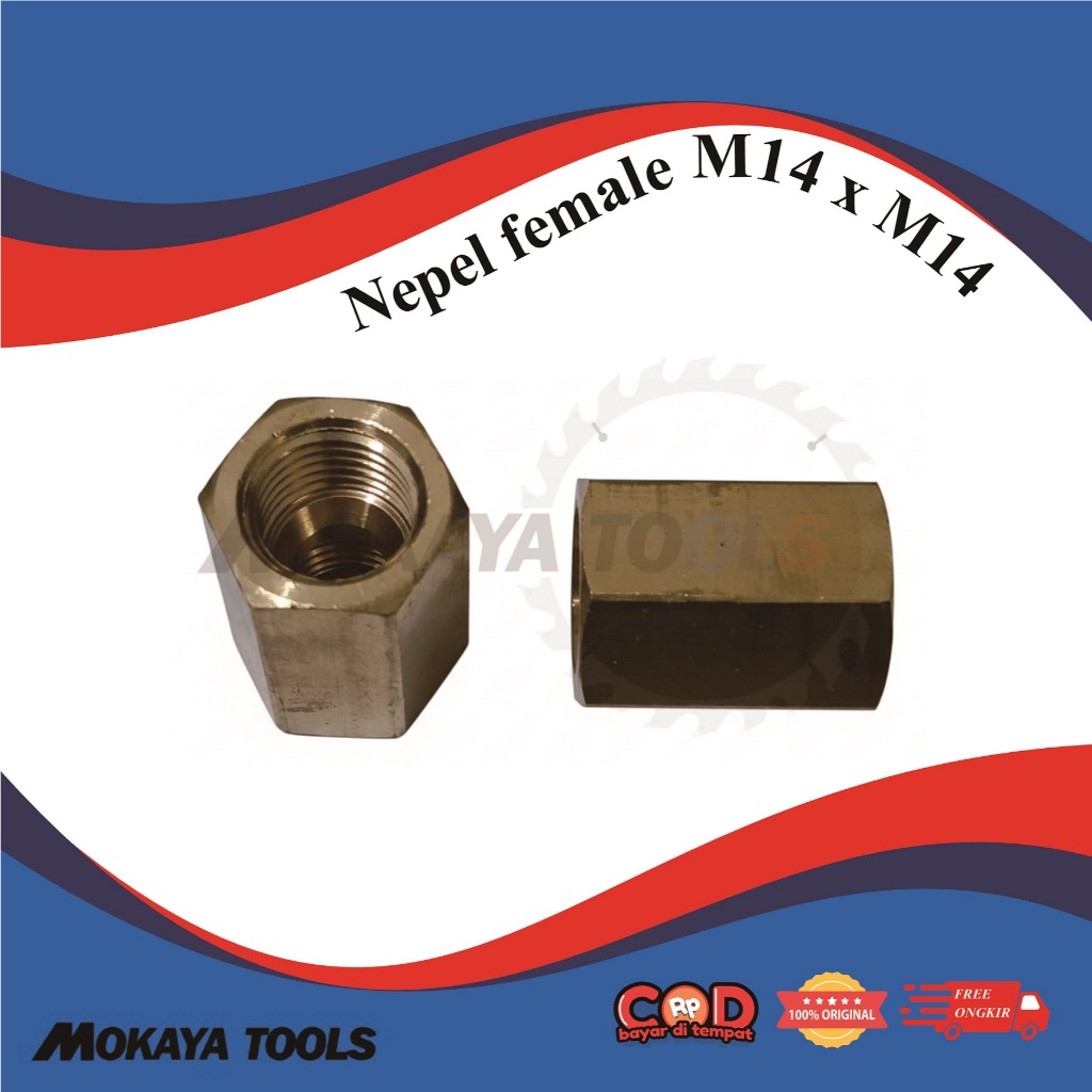 nepel nepple adaptor konektor drat dalam female M14 to M14 / M14 x M14 / M14 ke M14
