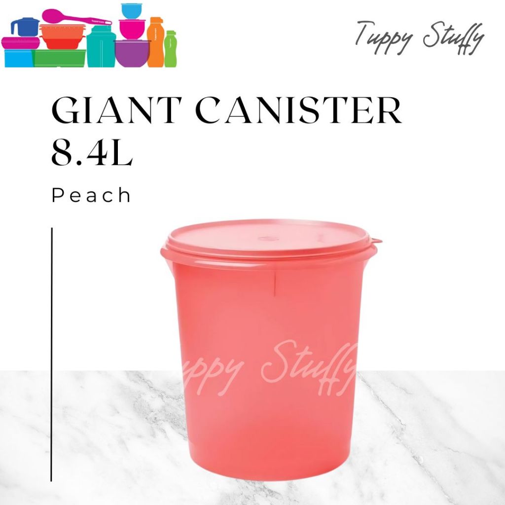 Tupperware Giant Canister 8,4L - Peach | toples canister ori tupperware / toples kerupuk 8L ORI
