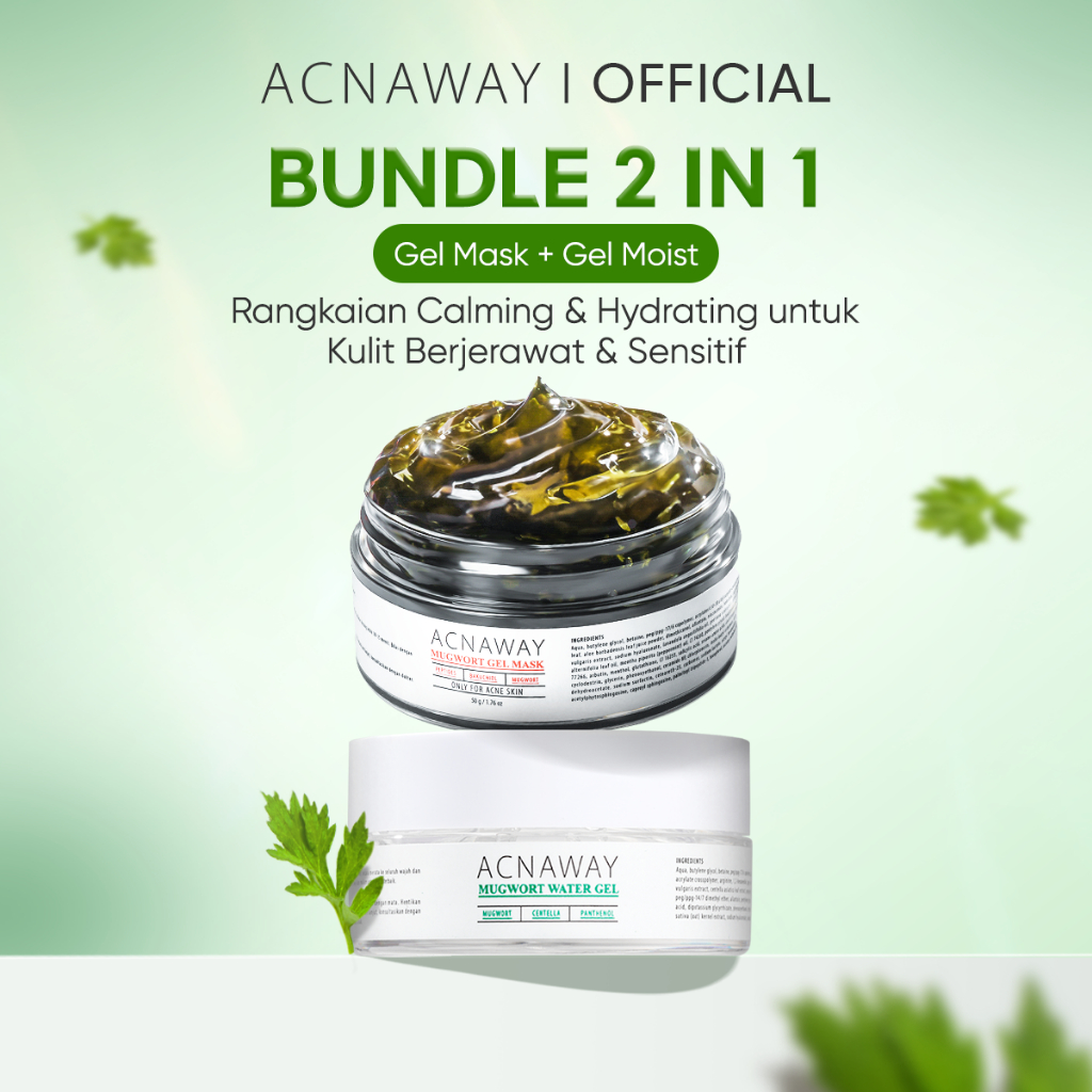 ACNAWAY Bundle 2 in 1 Mugwort Gel Mask + Mugwort Water Gel –Moisture Gel Pelembab Wajah Untuk Kulit 