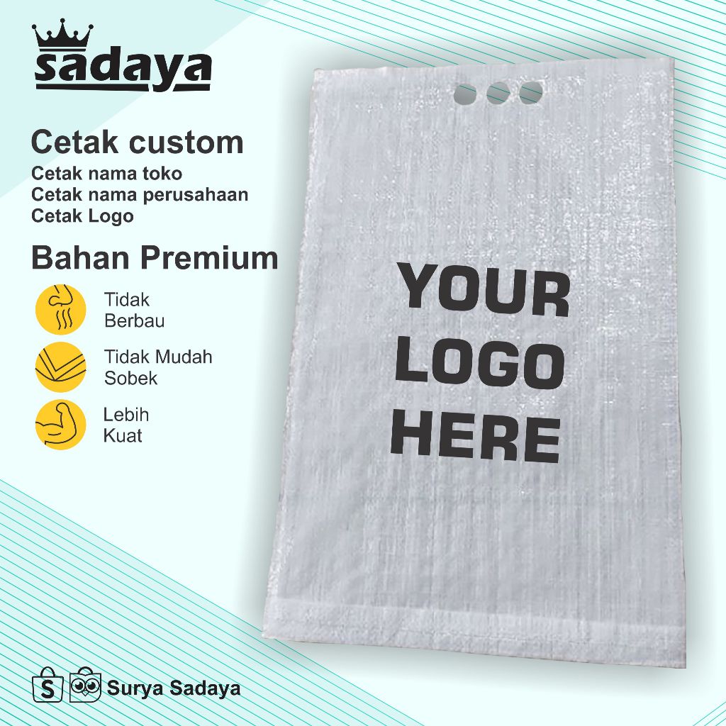 Custom Karung Laminasi 30x45 cm Sablon Karung Laminasi 5kg Sablon Karung Beras Karung Pupuk Karung T