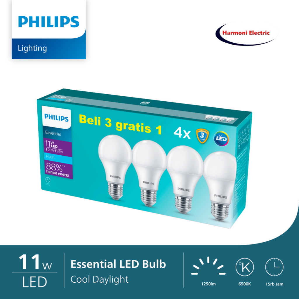 LAMPU PHILIPS ESSENTIAL LED 11 WATT MULTIPACK