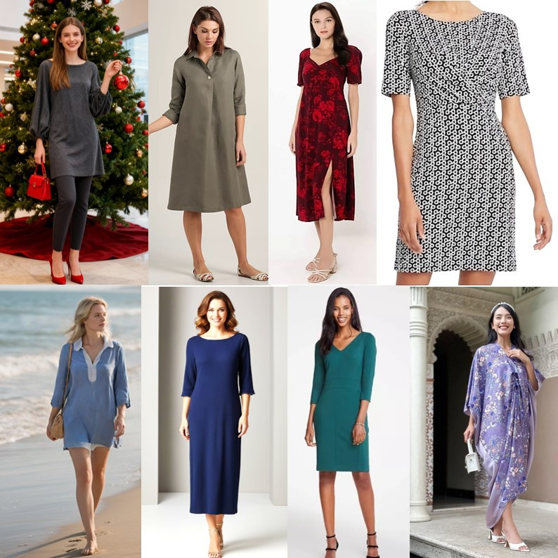 DRESS SATUAN LENGAN PANJANG LENGAN PENDEK WANITA