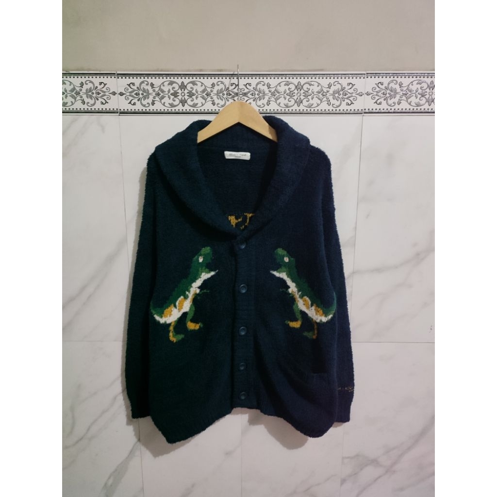 Cardigan Gelato Pique Homme Powder Dinosaur Jacquard Knit  Navy