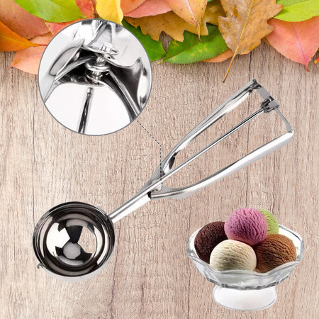 SCOOP ES KRIM STAINLESS STEEL PREMIUM TEBAL /SENDOK TAKAR ES KRIM/ ALAT SCOP ES KRIM BULAT