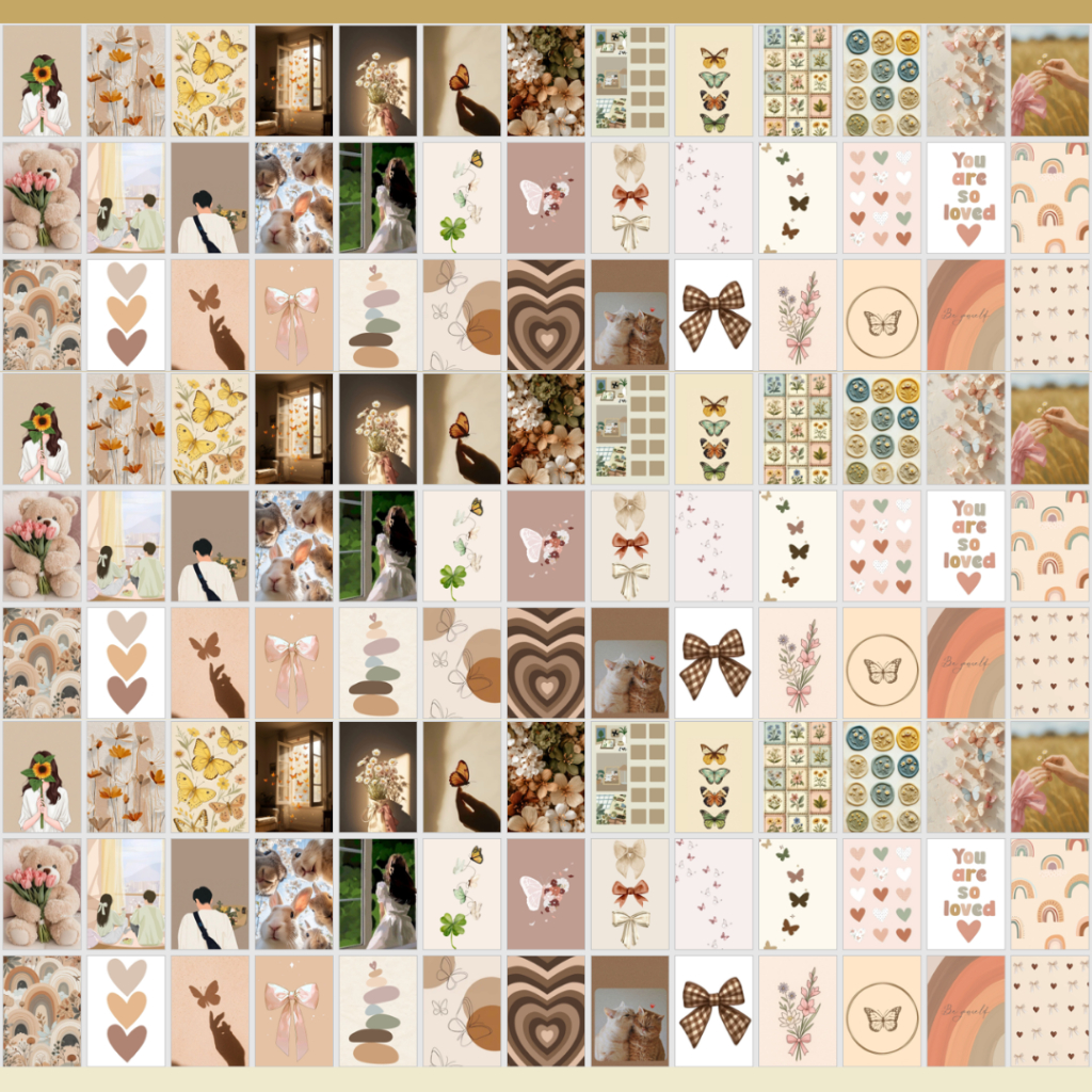 (40 Pcs) STIKER BROWN Aesthetic POSTER Dinding Hiasan Dinding-STIKER COKLAT Aesthetic_Foto Aesthetic