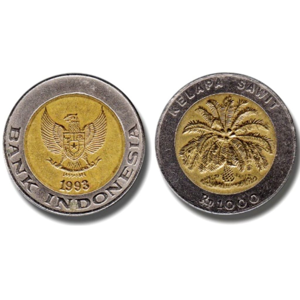 Koin kuno 1000 sawit mahar Coin Rp1000 rupiah Kelapa Sawit Bimetal Jadul