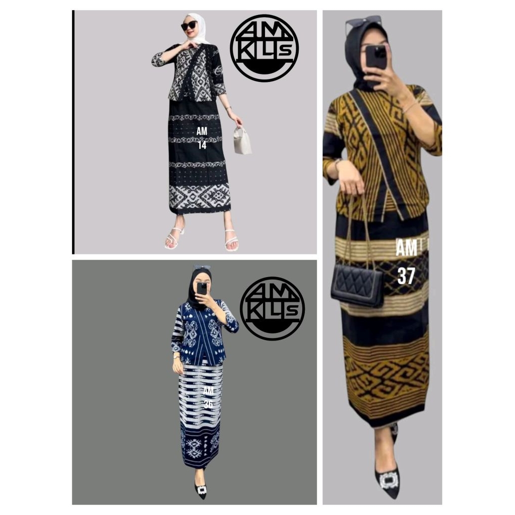 Setelan one set tenun Troso atasan rok span tenun etnik. setelan kondangan AM baju motif etnik