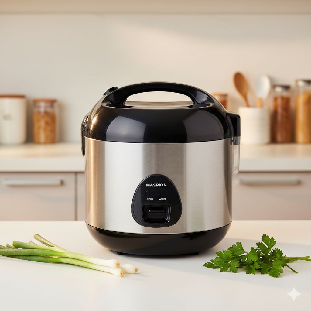 MASPION Rice Cooker Magic Com Mini 0,6 Liter 0.6L MRJ 0623 BSSS Stainless MRJ-0623BSSS MRJ0623BSSS
