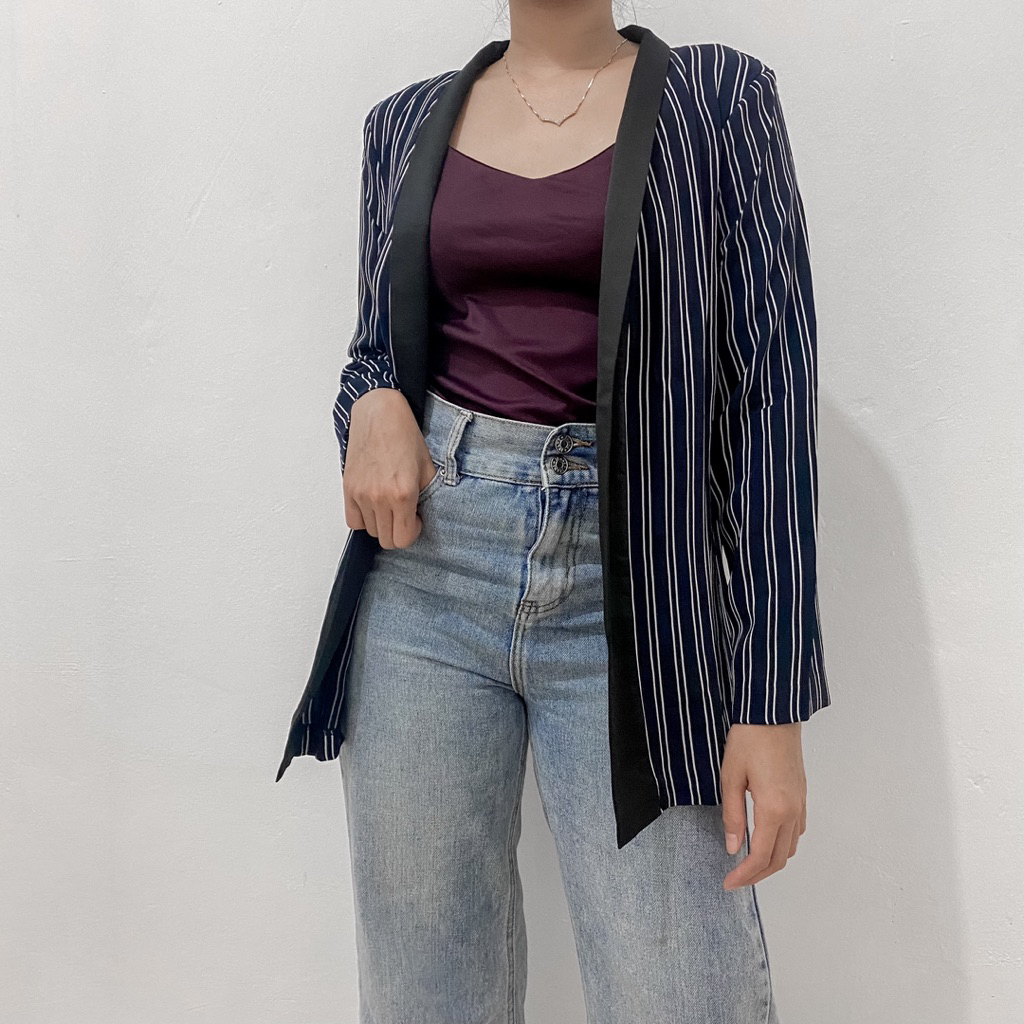 ZARA BASIC Outer Stripe // Outer Wanita // Pakaian Wanita Termurah