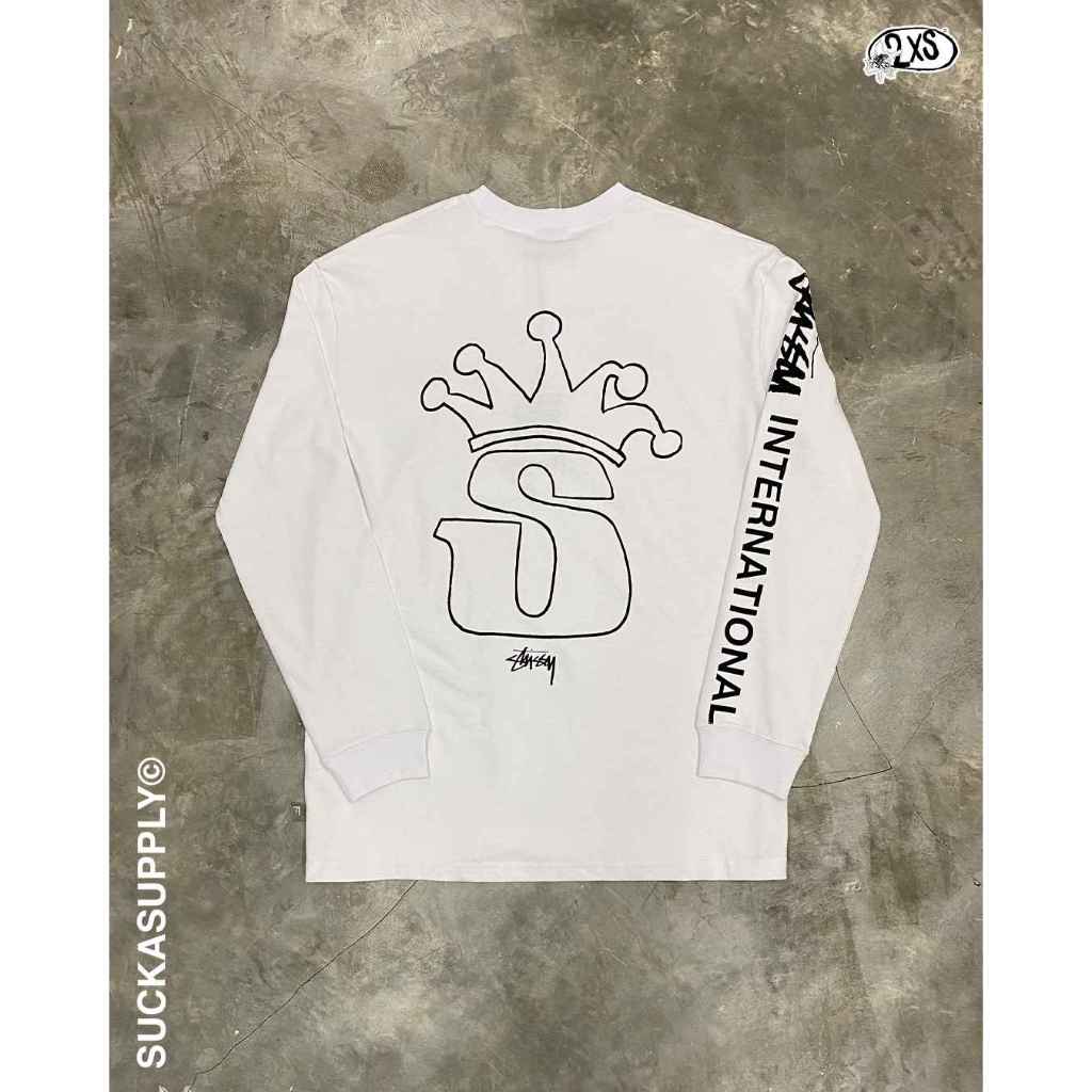 STUSSY CROWN LONG SLEEVE - WHITE