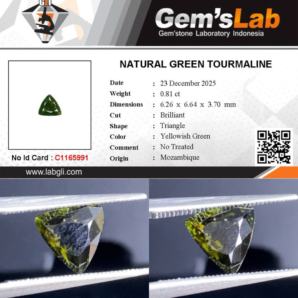 0,81 cts Natural Green Tourmaline origin Mozambique No Treatment Memo GLI