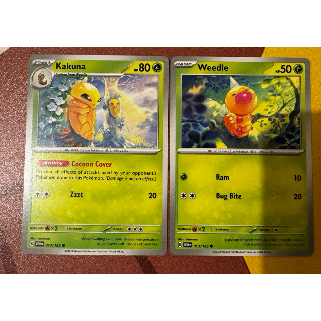 Weedle 013/165 & Kakuna 014/165 - Kartu Pokemon English