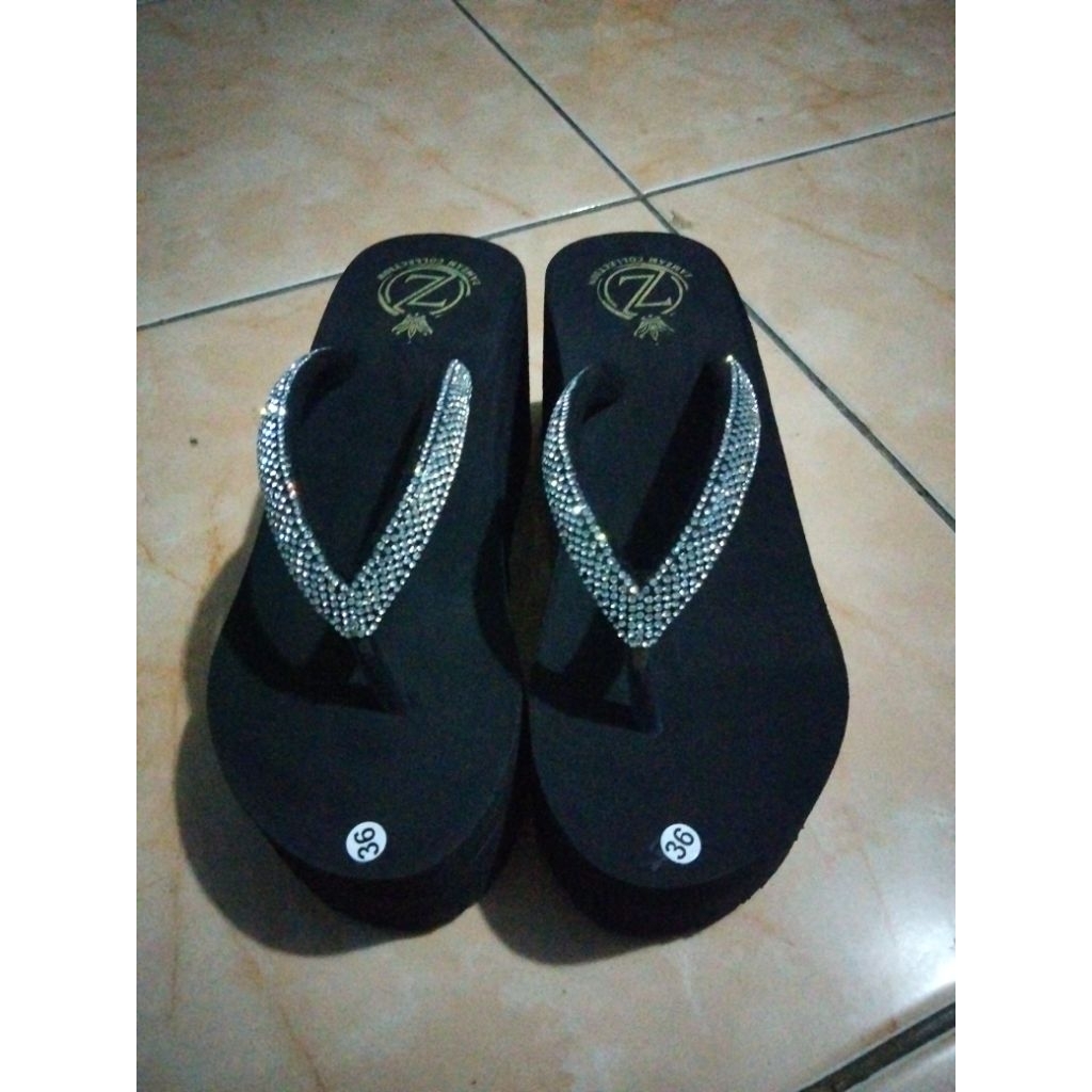 sandal wedges 6cm jepit import