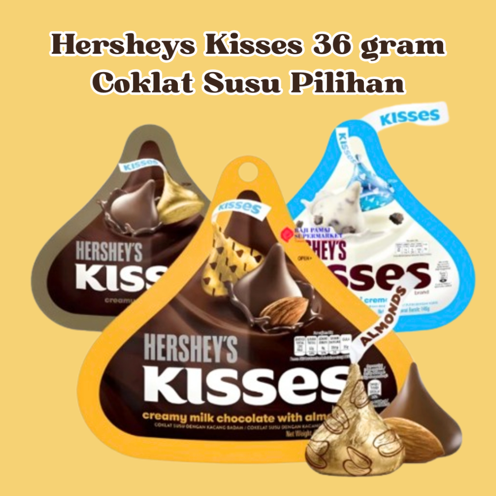 Hersheys Kisses Coklat 36 gr - Almond - Milk Coklat - Cookies Creme
