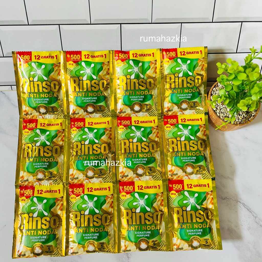 1/2 Dus (52 pcs) Rinso Cair Ecer 500 Kemasan Baru 20 ml | Rinso Liquid Detergen Cair