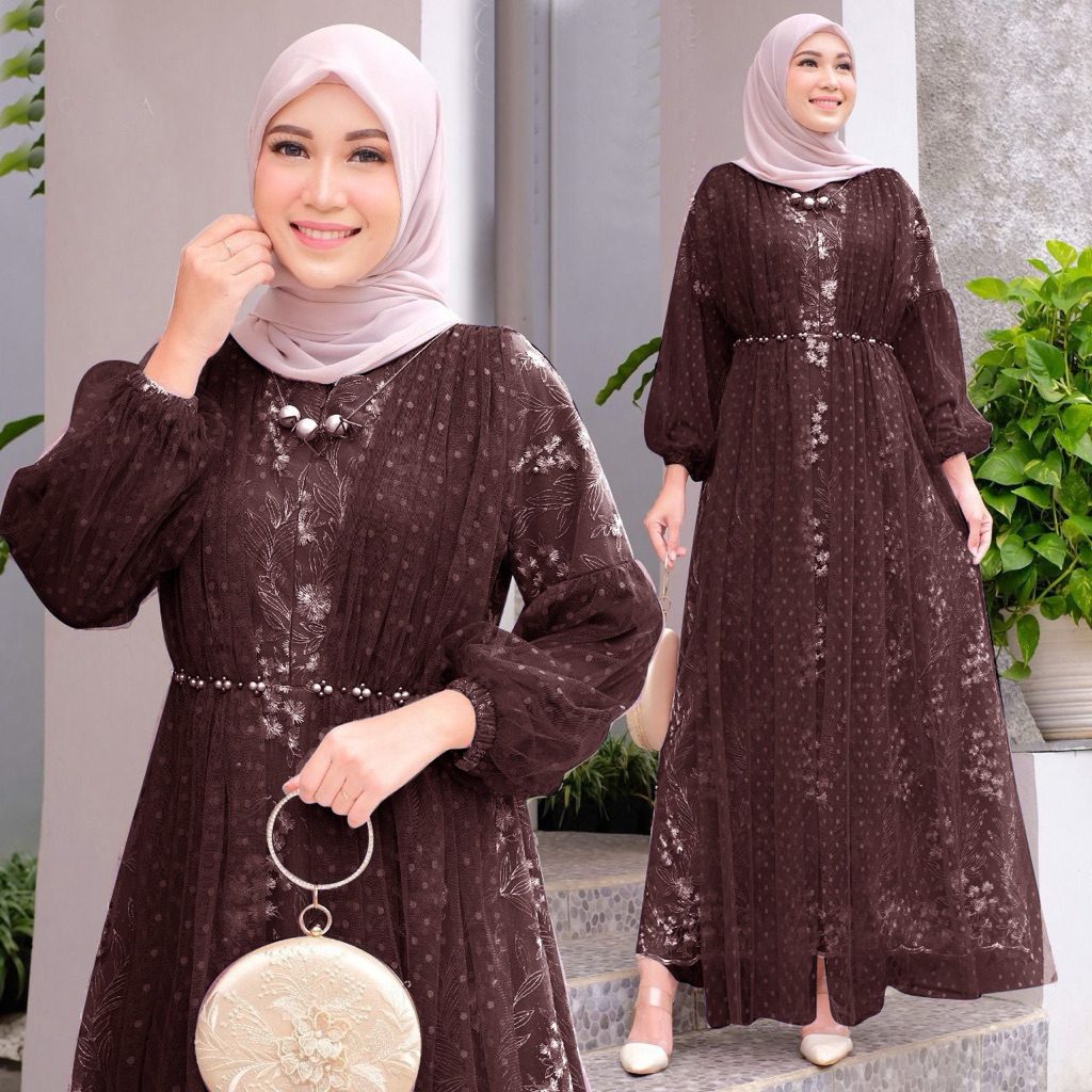 Yuriska Maxi - Bisa COD Gamis Baju Dress Syari Busui Kondangan Long Dress Maxy Tangan Lengan Tangan 