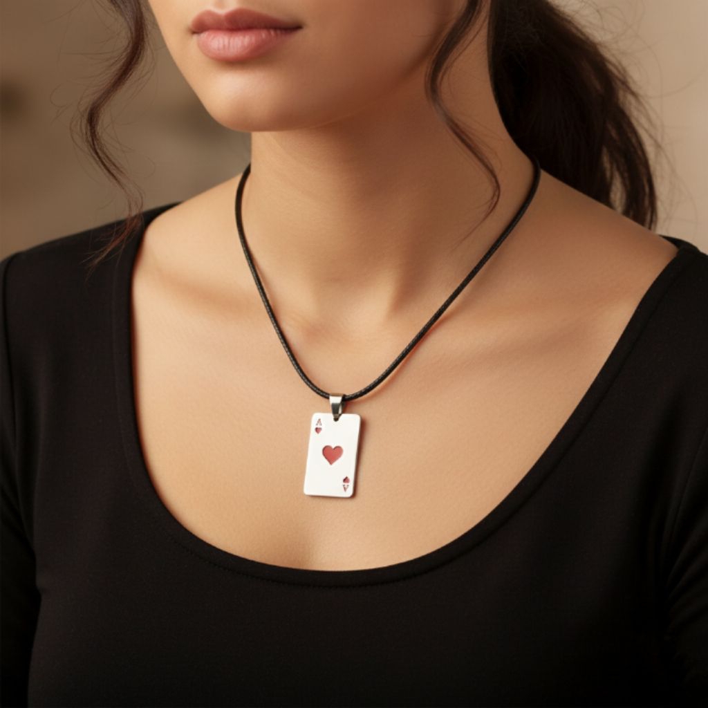 Kalung tali Korea liontin Ace titanium untuk pria dan wanita