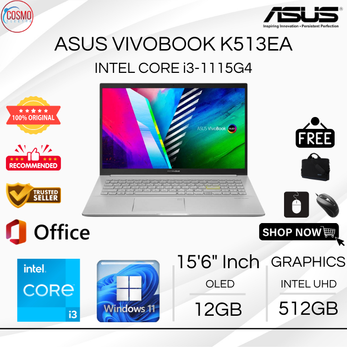 ASUS VIVOBOOK ULTRA K513EA INTEL CORE i3- 1115G4 | 12GB RAM 512GB SSD | 15'6 INCH OLED - WINDOWS 11 