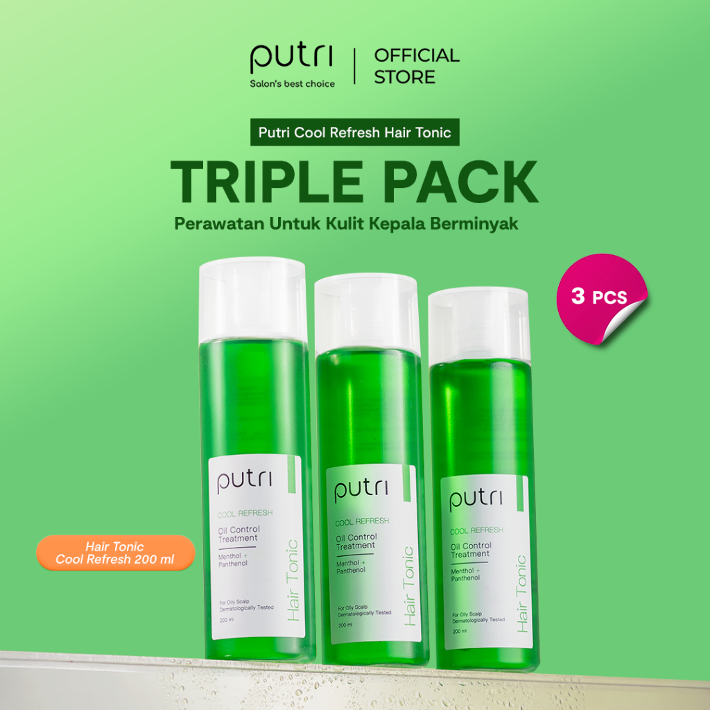Putri Triple Care Cool Refresh Hair Tonic 200mL | Hair Tonic Wangi Tahan Lama | Tonic Badai | Hair T