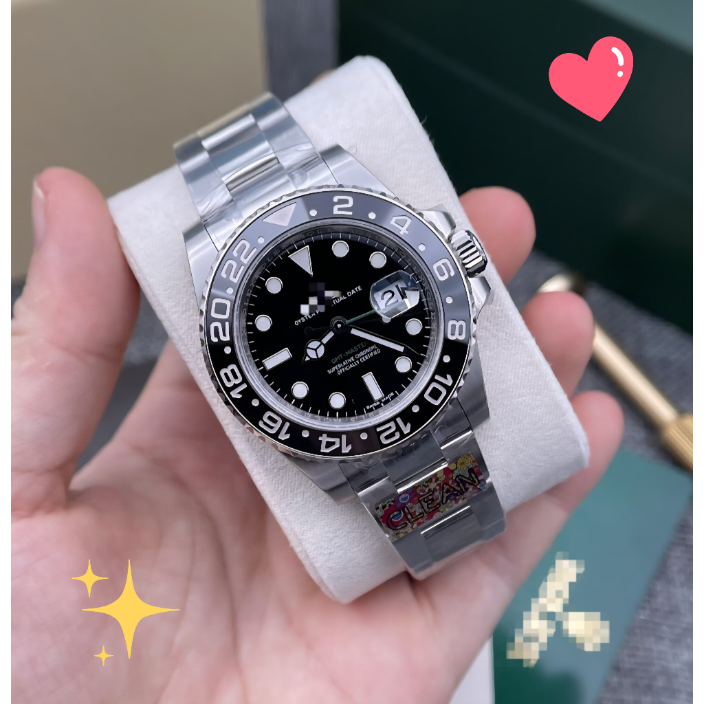 Jam Tier 5 GMT Master II 116710LN Black Panther On Oyster Black Ceramic Bezel REAL CLEAN V3 SWISS 32