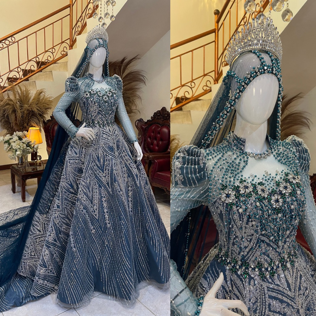 Gaun pengantin |  Gaun pengantin mewah elegan | Gaun pengantin Mahogany | Gaun pengantin premium