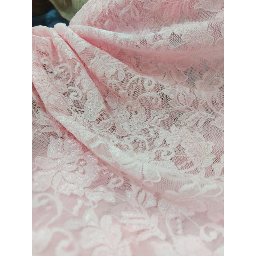 kain brokat premium  - kain brokat kebaya mewah  - kain brokat bali ( baby pink)