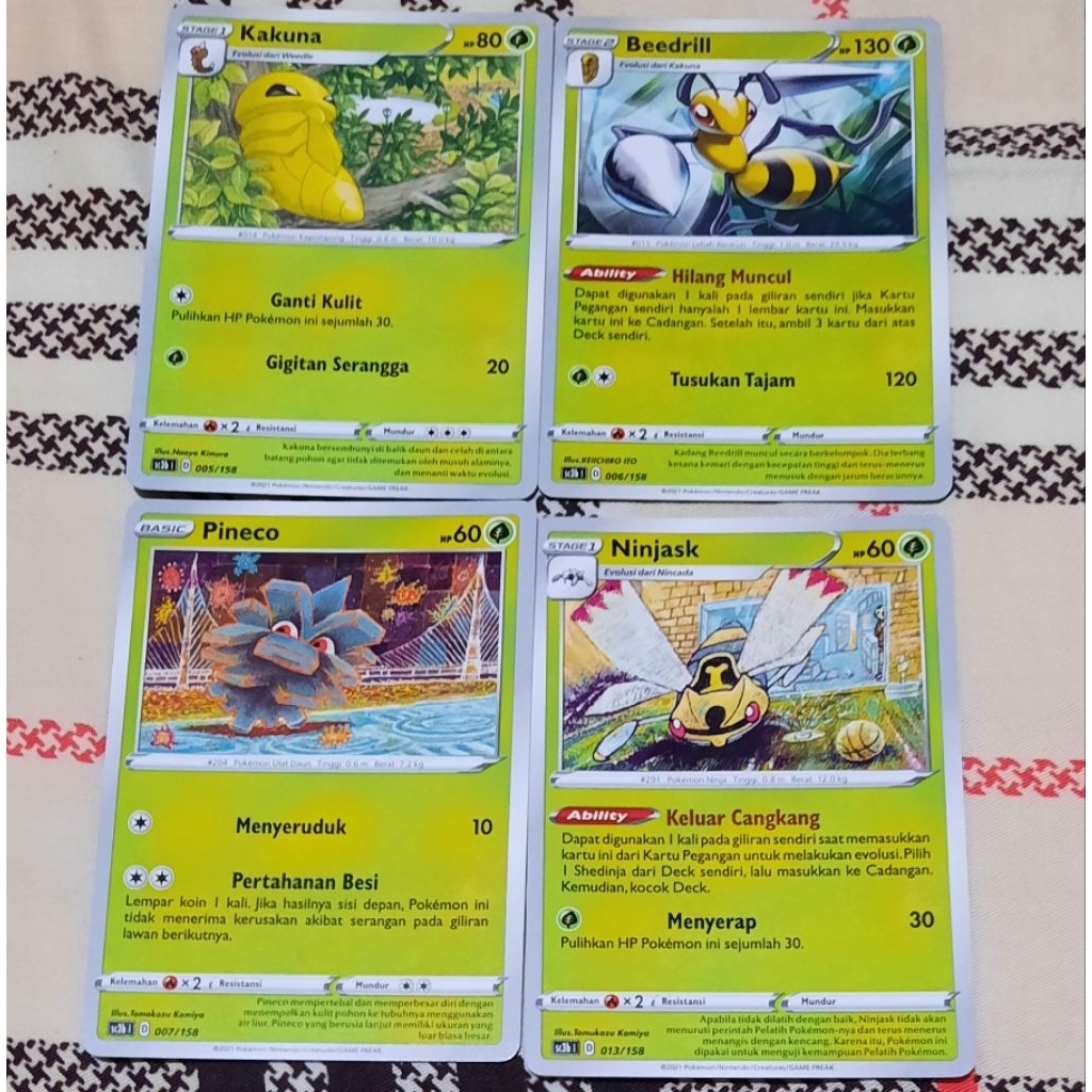 Kartu Pokemon Sc3b tipe grass bahasa indo tcg (Kakuna Beedrill, Pineco Ninjask