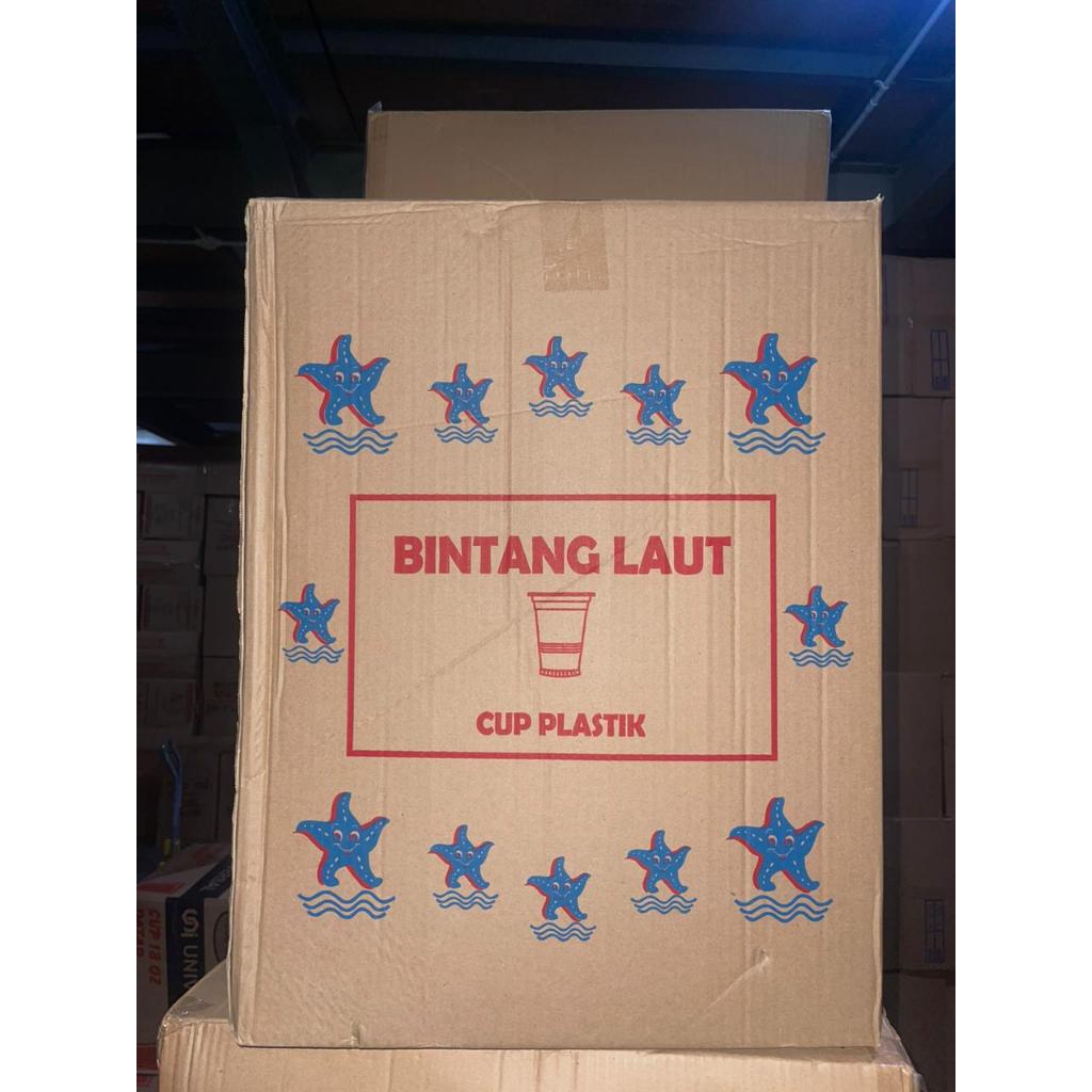 GELAS KOPI/GELAS PLASTIK KECIL BENING BINTANG LAUT 220ML ISI 1 DUS 40 SLOP 2000PCS