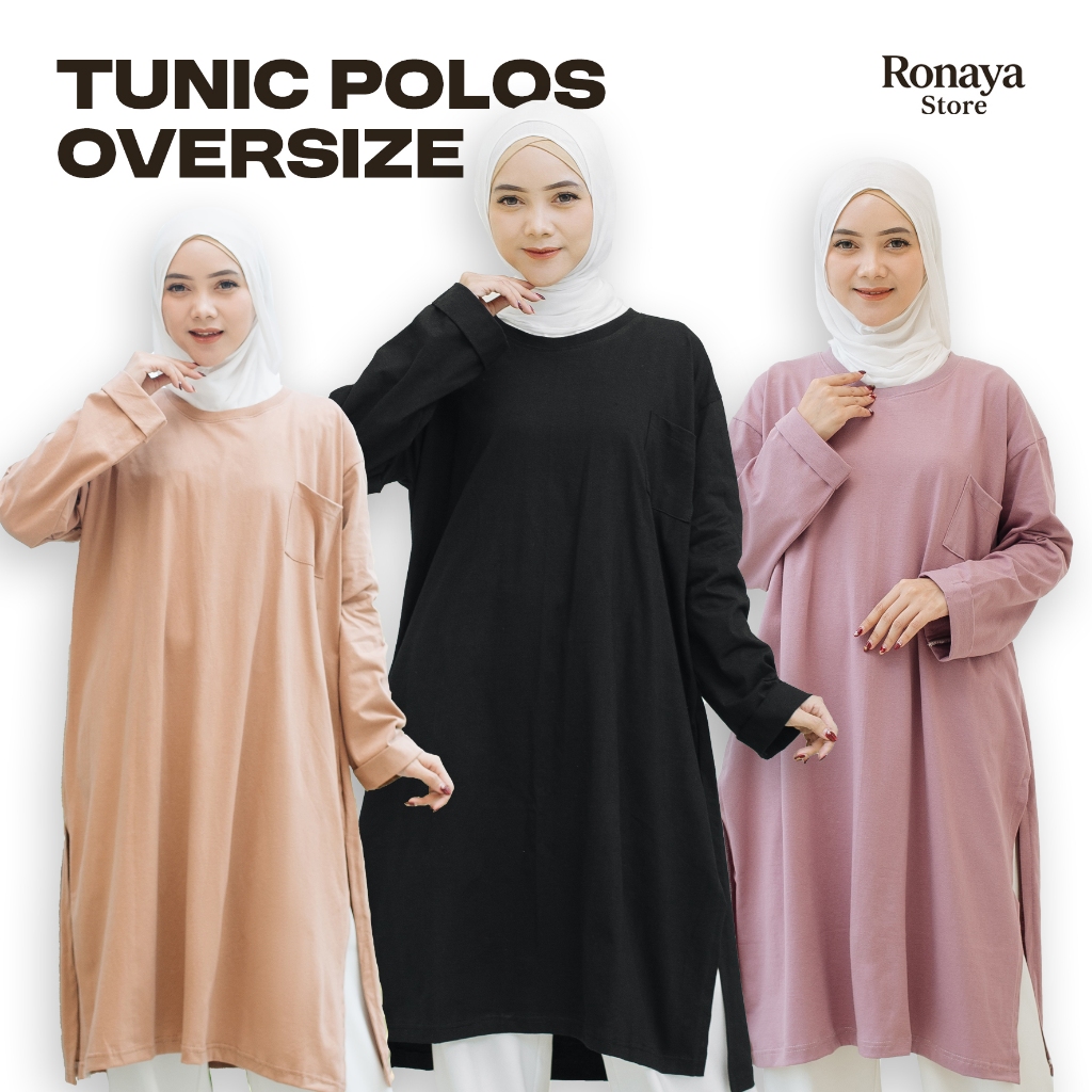 RONAYA LONG TUNIK OVERSIZE JUMBO KAOS POLOS ATASAN BAHAN KATUN COMBED 24s