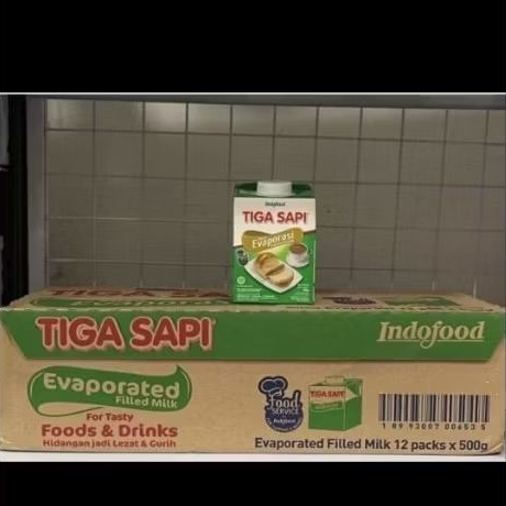 SUSU EVAPORASI TIGA SAPI 500GR/CARTON/ Tiga Sapi Evaporasi 500gr