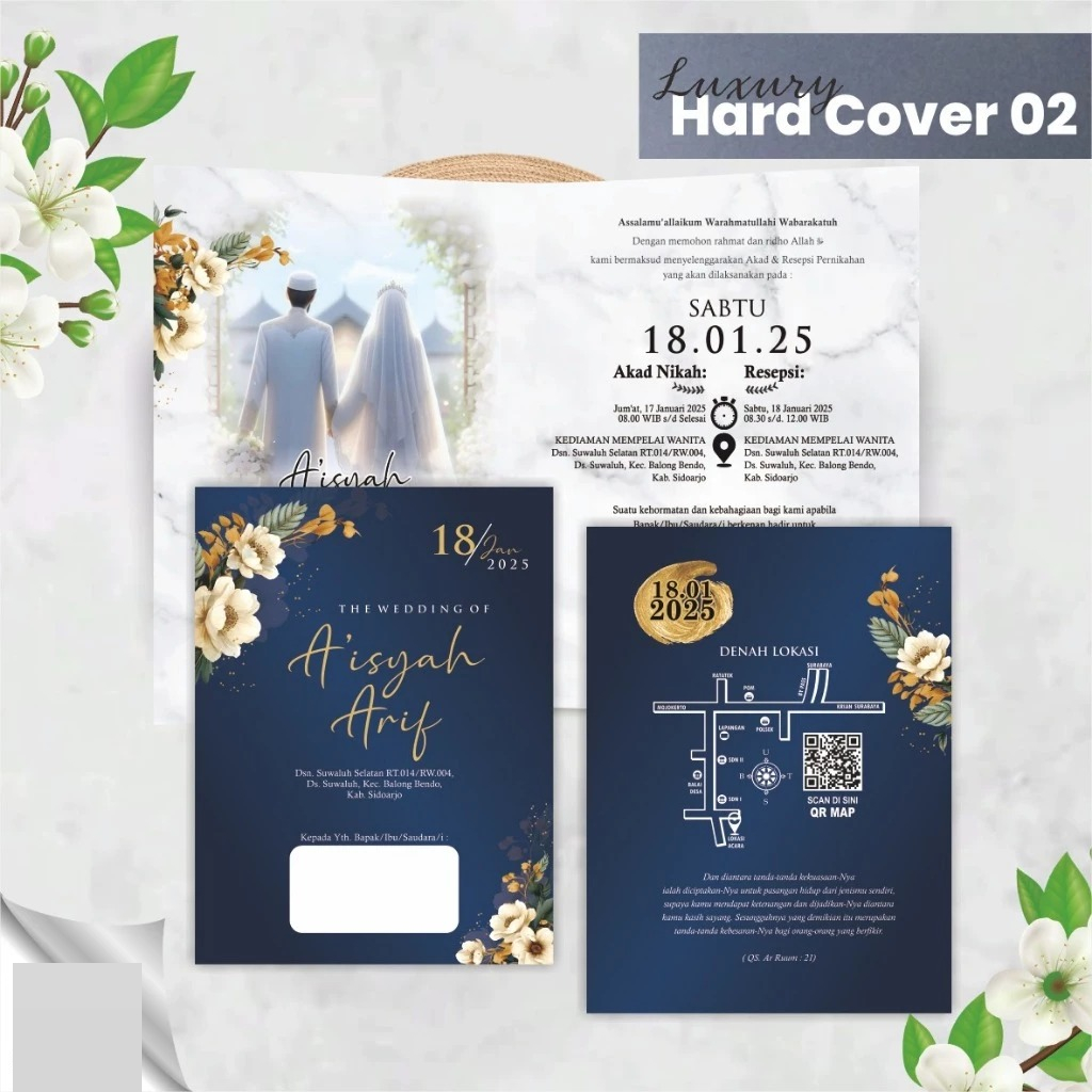 Undangan Pernikahan Hard Cover Tebal Aesthetic Custom Free Foto Imperial Paper