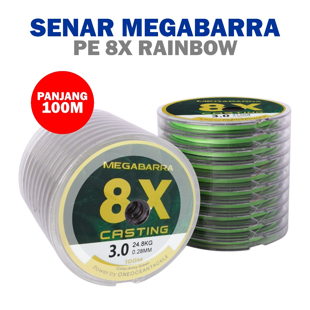SENAR BAJA Tali Pancing 100m Senar Pancing Megabarra PE Nilon 8x